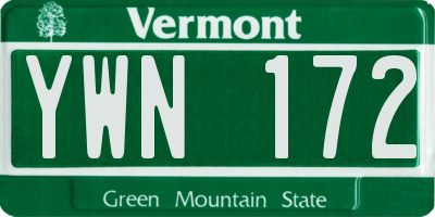 VT license plate YWN172