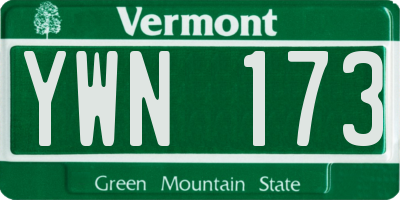 VT license plate YWN173