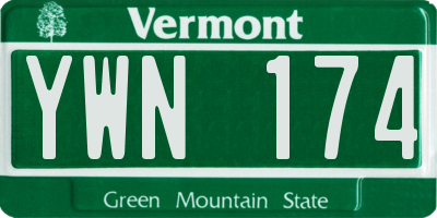 VT license plate YWN174