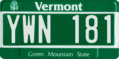 VT license plate YWN181