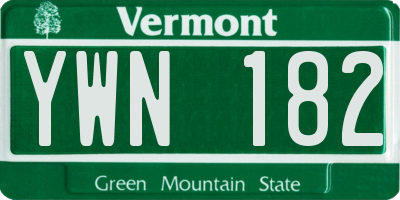 VT license plate YWN182