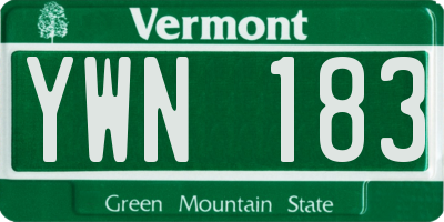 VT license plate YWN183