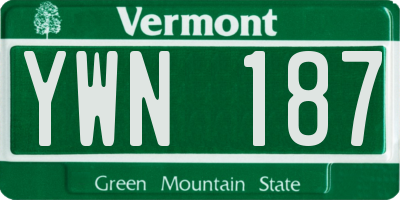 VT license plate YWN187