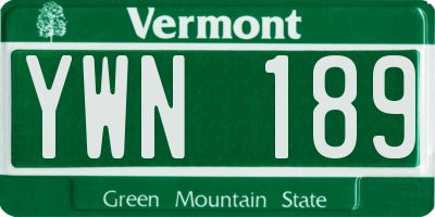 VT license plate YWN189