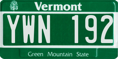 VT license plate YWN192