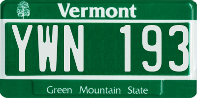 VT license plate YWN193