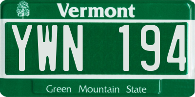 VT license plate YWN194