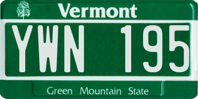 VT license plate YWN195