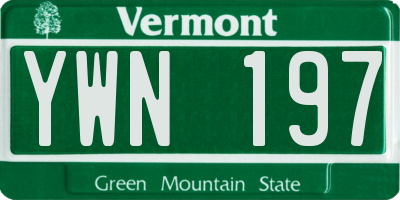VT license plate YWN197