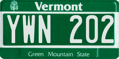 VT license plate YWN202