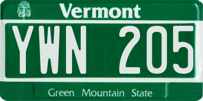 VT license plate YWN205
