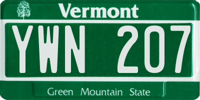 VT license plate YWN207