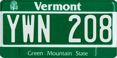 VT license plate YWN208