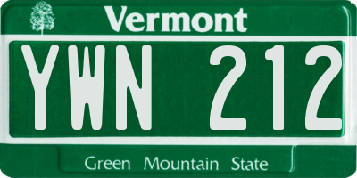 VT license plate YWN212