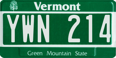 VT license plate YWN214