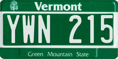 VT license plate YWN215