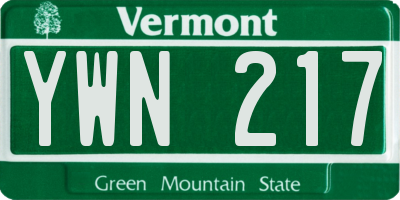VT license plate YWN217
