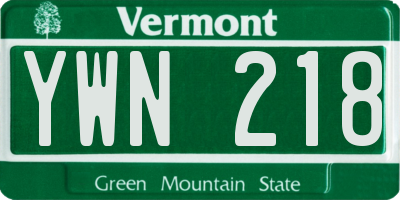 VT license plate YWN218