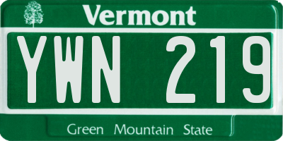 VT license plate YWN219