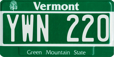 VT license plate YWN220
