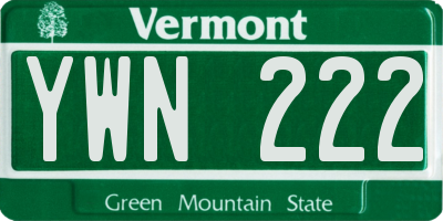 VT license plate YWN222