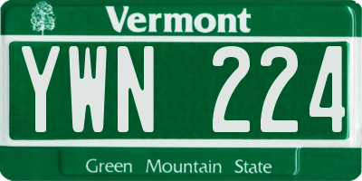 VT license plate YWN224