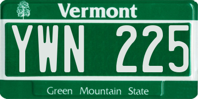 VT license plate YWN225