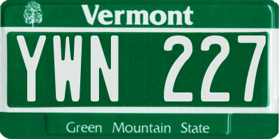 VT license plate YWN227
