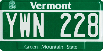 VT license plate YWN228