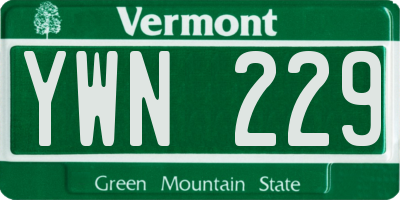 VT license plate YWN229