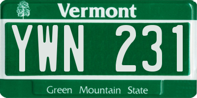 VT license plate YWN231