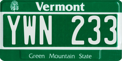 VT license plate YWN233