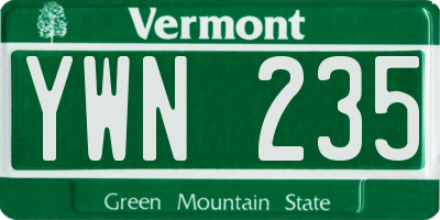 VT license plate YWN235