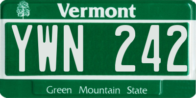 VT license plate YWN242