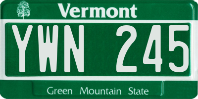 VT license plate YWN245