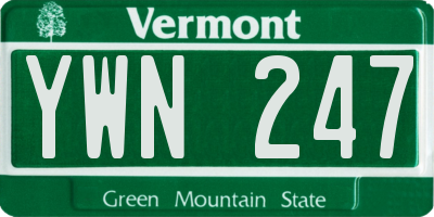 VT license plate YWN247