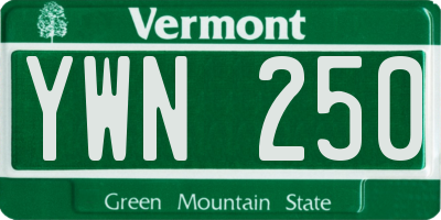 VT license plate YWN250