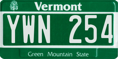 VT license plate YWN254