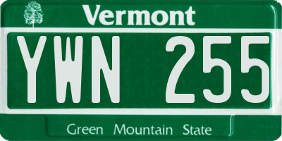 VT license plate YWN255