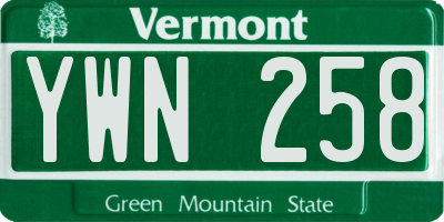 VT license plate YWN258