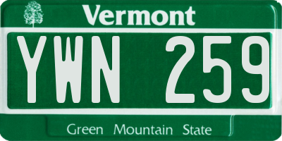 VT license plate YWN259