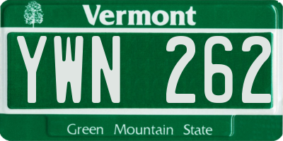 VT license plate YWN262
