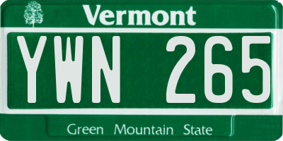 VT license plate YWN265