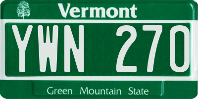 VT license plate YWN270
