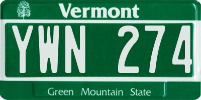 VT license plate YWN274