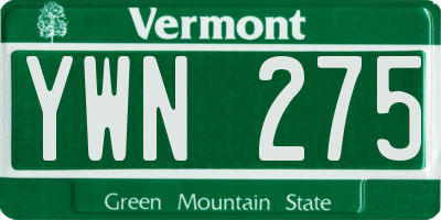 VT license plate YWN275