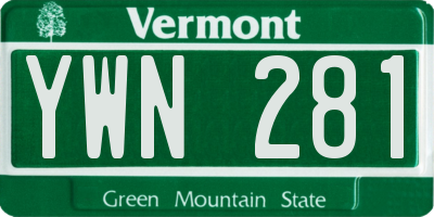 VT license plate YWN281