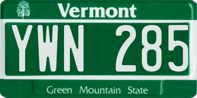 VT license plate YWN285