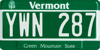 VT license plate YWN287