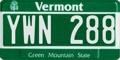 VT license plate YWN288
